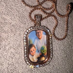 Gold and Silver Photo Pendant Necklace